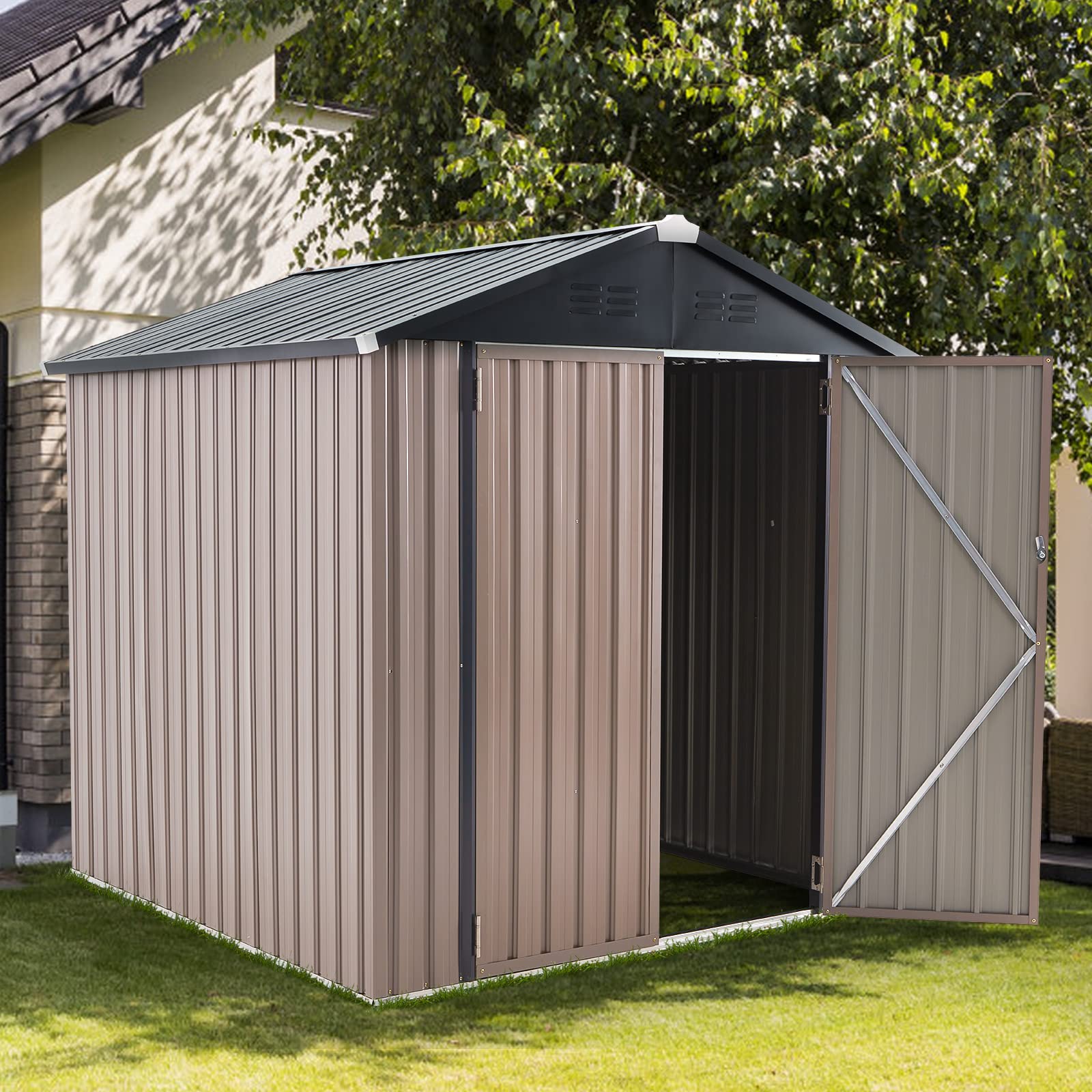 Amazon.com : AECOJOY 6' x 6' Outdoor Storage Shed, Metal Shed with